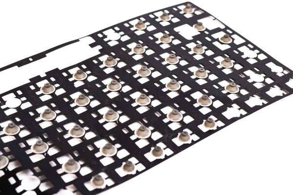 Laptop keyboard mount on white background closeup