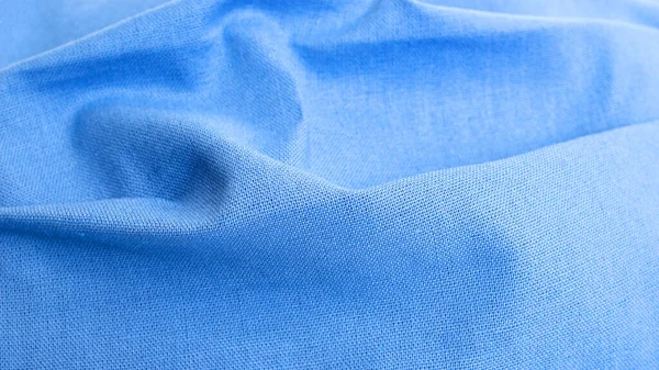 Plechy Modré Bavlněné Tkaniny Zblízka Abstraktní Pozadí — Stock fotografie