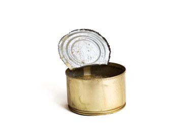 Beyaz Arkaplanda Açık Teneke Kutu İzole Edildi