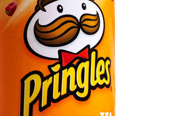 Belarus Novopolotsk Avril 2020 Chips Pringles Emballage Sur Fond Blanc — Photo