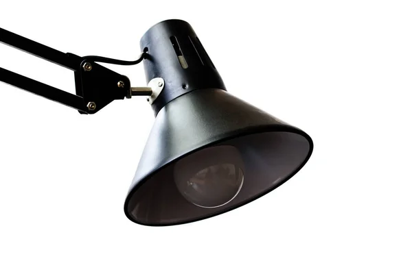 Zwart Metalen Tafellamp Geïsoleerd Witte Achtergrond Close — Stockfoto