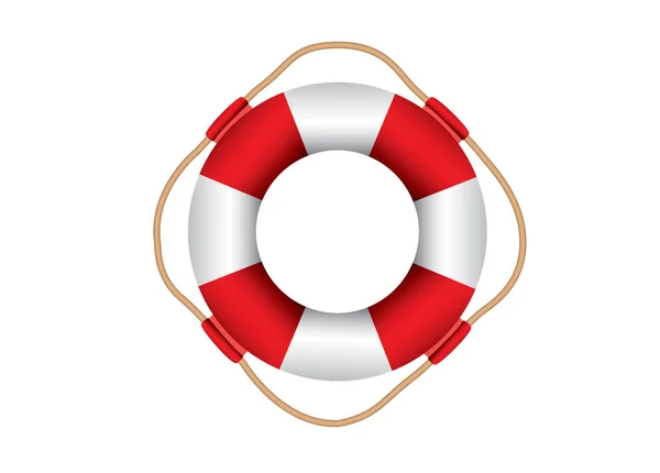 Vector illustration of red and white lifebuoy — Stock Vector