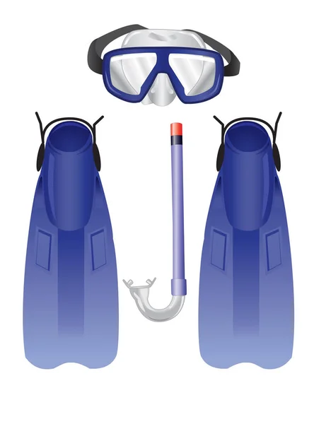 Vektor-Illustration der Tauchausrüstung: Schwimmflossen, Unterwassermaske und Schnorchel — Stockvektor