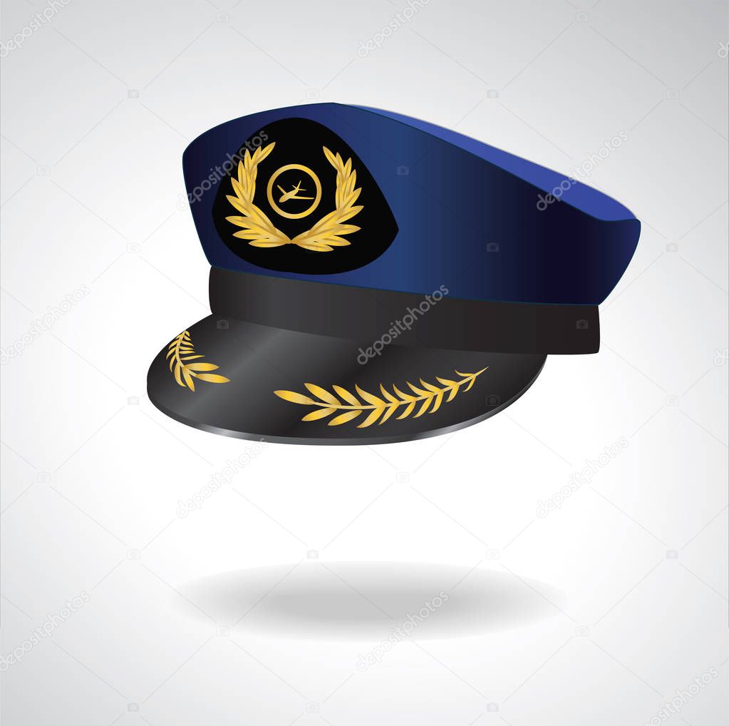 Aviator Peaked cap of the pilot. Civil aviation and air transport.