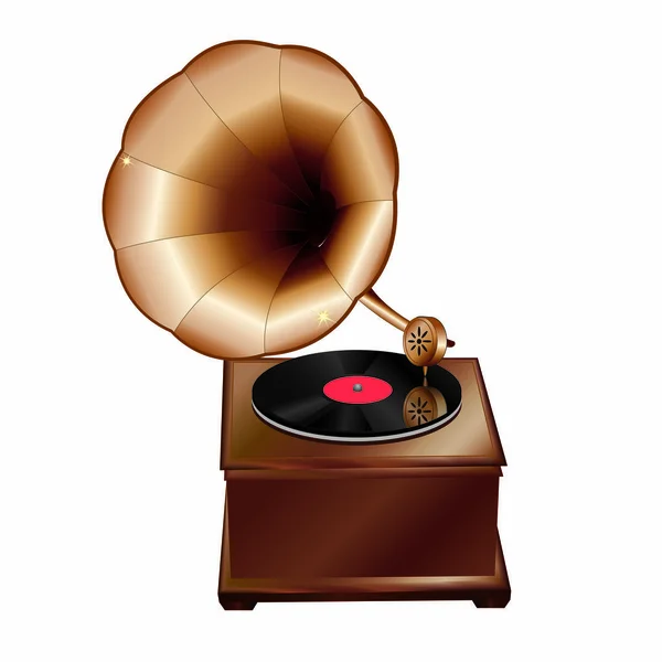 Ancient gramophone on a white background — Stock Vector