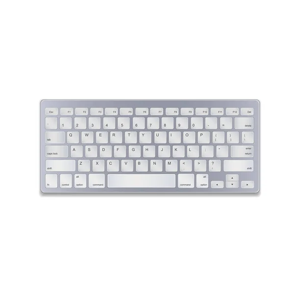 孤立在白色背景上的现实铝电脑键盘。矢量图。Eps10. — 图库矢量图片#