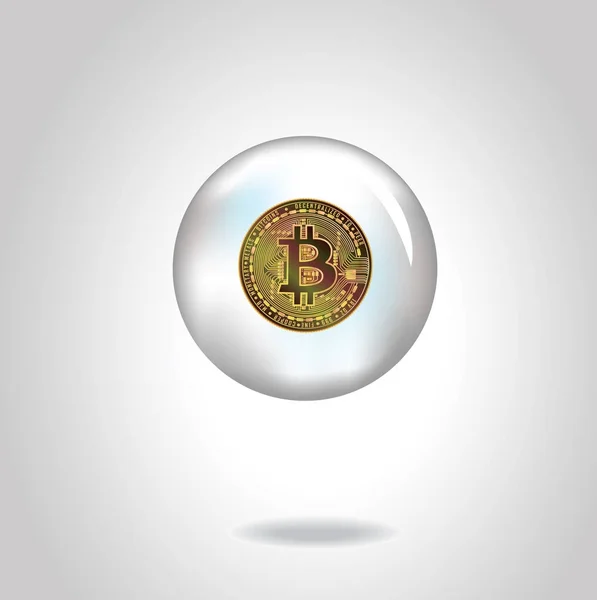 ゴールデンはベクトル シャボン玉の bitcoin 記号が現実的なコインです。Eps10. — ストックベクタ