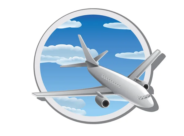 Detail vectorillustratie van vliegtuig in de lucht — Stockvector