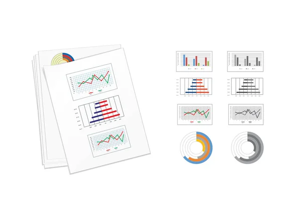 Vektoros illusztráció üzleti papír, színes grafika. Szemközti nézet. — Stock Vector