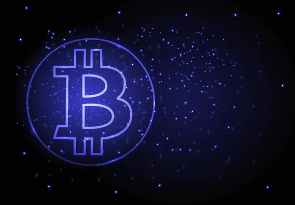 Vector abstracte achtergrond met een symbool van valuta bitcoin-crypto. — Stockvector