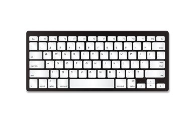 Beyaz arka plan üzerinde izole beyaz düğmeli gri plastik klavye.