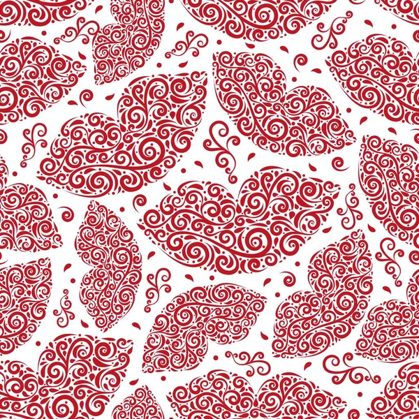 観賞用の赤い唇ベクトル sdetailed 図シームレス パターン — ストック写真