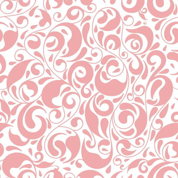 ピンクと白のリーフのシームレス パターン。飾り。花柄。ペイズリーの要素。繁体字、アラビア語、トルコ語、インドのモチーフ。生地や繊維に最適、壁紙、包装または、必要なアイデア. — ストックベクタ