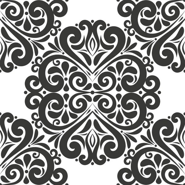Beautiful, Black vintage seamless pattern. Vintage, paisley elements. Ornament. — Stock Vector