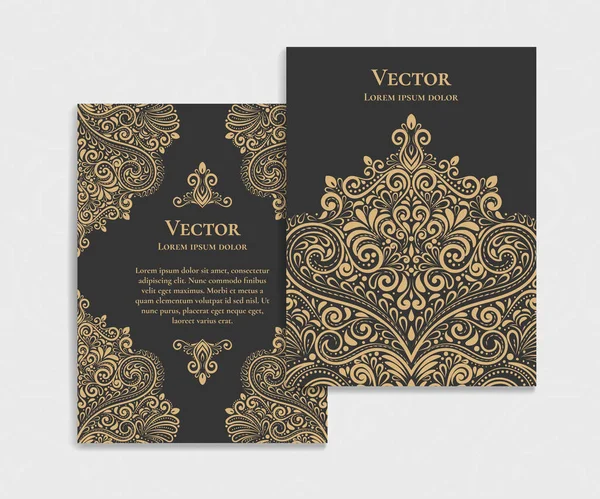Luxus-Vektor-Einladungskarte auf schwarzem Hintergrund. große weiße Karte für Einladung, Flyer, Speisekarte, Broschüre, Postkarte, Hintergrund, Tapete, Dekoration oder jede gewünschte Idee — Stockvektor