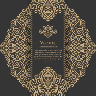 Siyah bir zemin üzerine altın vintage tebrik kartı.