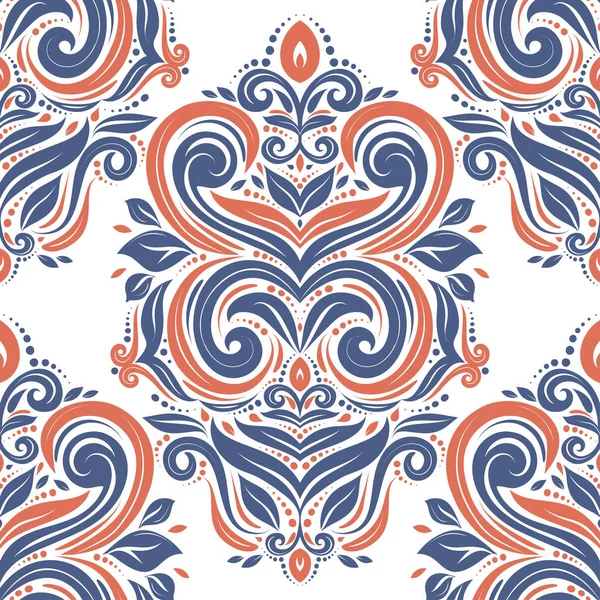 美しい青とオレンジ花柄シームレス パターン。ヴィンテージ。従来、民族、トルコ語、インドのモチーフ。生地や繊維に最適、壁紙、包装または、必要なアイデア. — ストックベクタ
