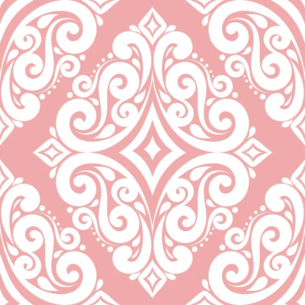 ロイヤル ピンクと白装飾的なシームレス パターン。ベクトルの図。ヴィンテージ、ペーズリーの要素. — ストックベクタ