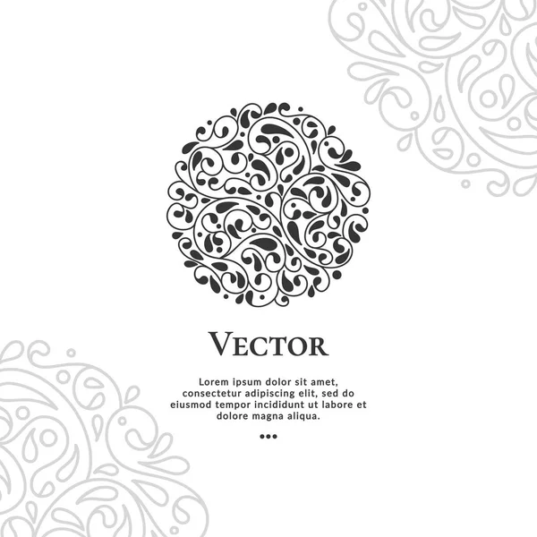 Preto círculo emblema vetor abstrato. Linhas abstratas. Pode ser usado para jóias, beleza e indústria da moda . — Vetor de Stock