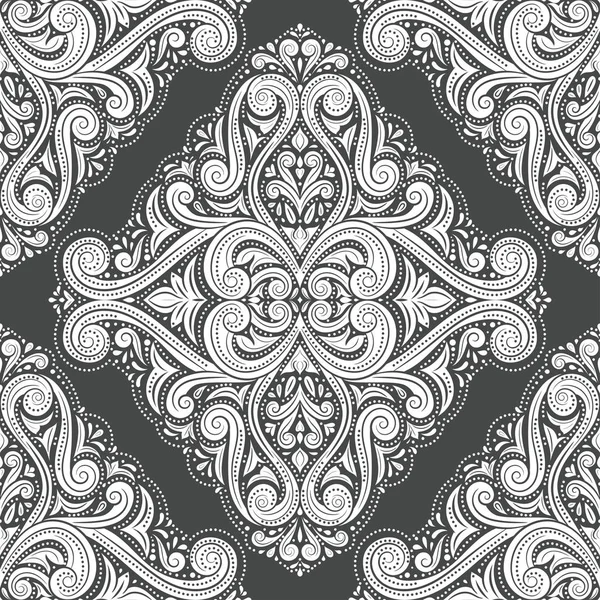 Siyah ve beyaz Damask deseni, süsleme vintage illüstrasyon. Büyük kumaş ve Tekstil için el ilanı, afiş, kartvizit, duvar kağıdı, ambalaj veya herhangi istenen fikir.