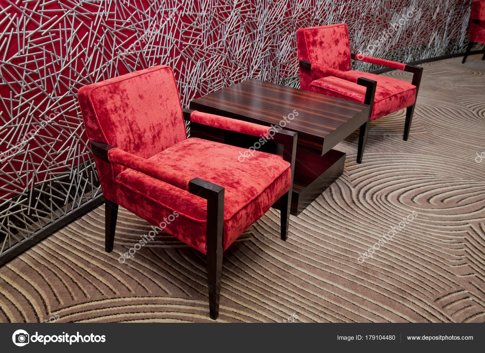 Armchair In Lobby Of Hotel Interior Of Modern Hotel Red