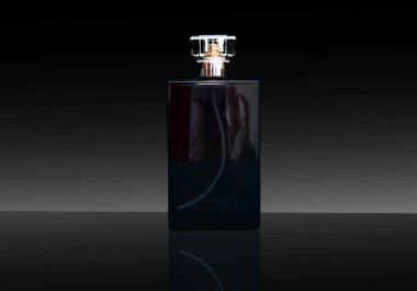 Siyah parfüm ve gölge. Lüks kozmetik siyah paket siyah arka plan üzerinde