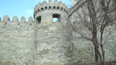Bakıda Icheri Sarayı. Azerbaycan. Eski kale, Bakü eski şehir giriş kapısı. Bakü, Azerbaycan. Bakü'deki eski şehir duvarlarının. Icheri Şirvanşahlar Sarayı bir Unesco Dünya Mirası olduğunu