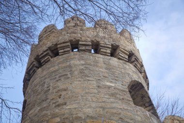 Bakıda Icheri Sarayı. Azerbaycan. Eski kale, Bakü eski şehir giriş kapısı. Bakü, Azerbaycan. Bakü'deki eski şehir duvarlarının. Icheri Şirvanşahlar Sarayı bir Unesco Dünya Mirası olduğunu