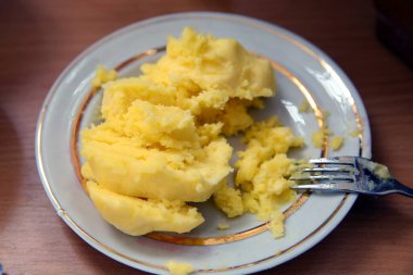 Patates püresi, patates püresi. Taze ev yapımı kremalı patates püresi. .