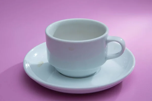 Coffee cup over pink background . sugar .Glass cup isolated on a pink background with clipping path. Front view . — Stock Photo, Image