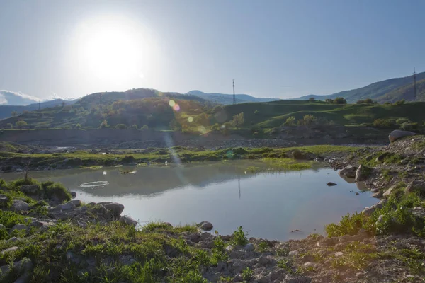 Montagne Verdi Xizi Azerbaigian Lago Xizi Paesaggio Incredibile Lago Con — Foto Stock