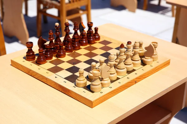 Chess Board Yellow Brown Figures Yellow Brown Photo Picture Chess — Stock Photo, Image