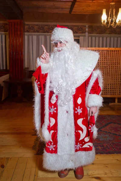 Baku Azerbaijão 2018 Papai Noel Está Cantando Canções Natal Contra — Fotografia de Stock