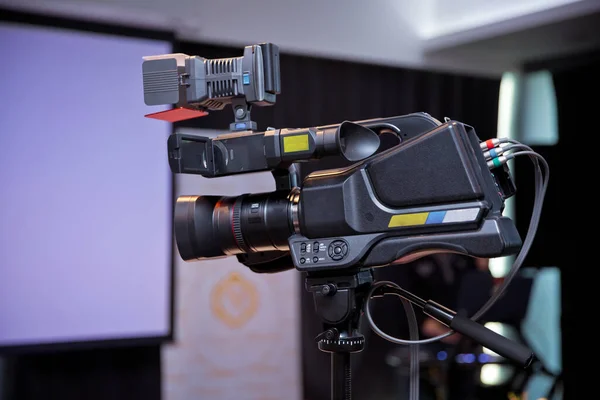 Kameran Spelar Publicitet Händelse Presskonferens Filma Händelse Med Videokamera Professionell — Stockfoto