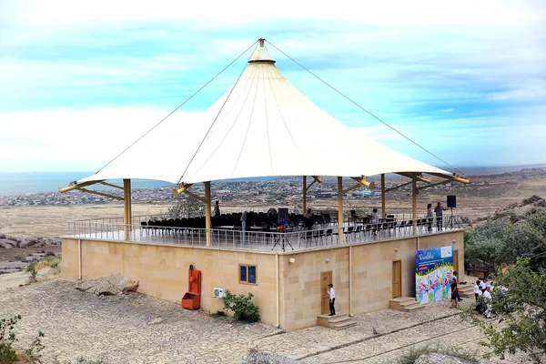 Baku Azerbaijão Anos 2019 Gavaldash Paisagem Parque Nacional Gobustan Com — Fotografia de Stock