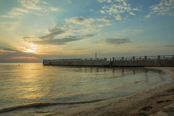 Beautiful Embankment Caspian Sea Baku Sunset Sunset Mediterranean Sea Silhouettes — Stock Photo, Image