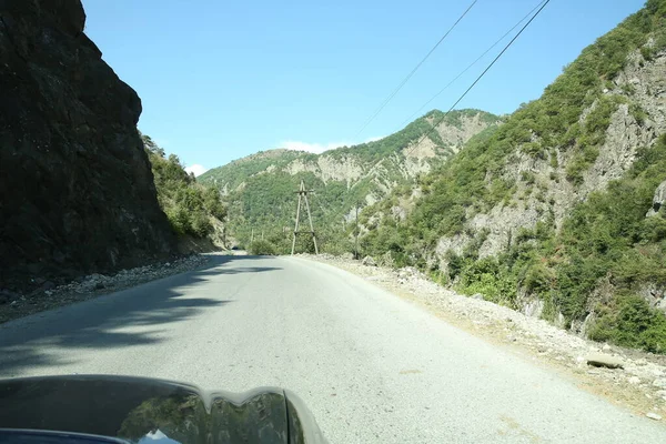 Azerbaigian Lahic Ismayilli 2016 Strada Montuosa Che Conduce Villaggio Lahic — Foto Stock