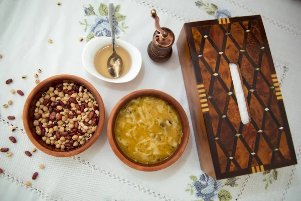 Kesme Noedel Kirgizische Keuken Azerbeidzjaanse Keuken Traditionele Gevarieerde Gerechten Top — Stockfoto