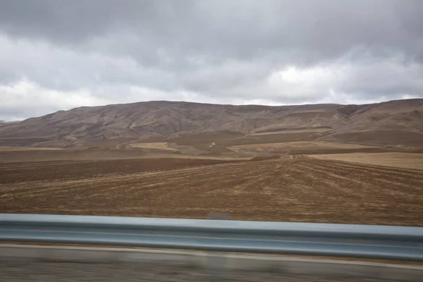 Grande Sabbia Gialla Deserto Cielo Blu Cielo Blu Con Molte — Foto Stock