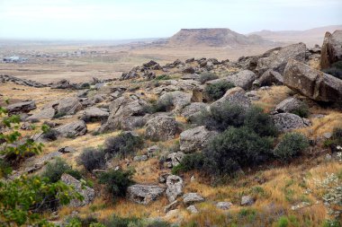 Gobustan Ulusal Parkı. Gobustan Ulusal Parkı, Azerbaycan 'daki en eski yerleşim birimi, Unesco tarafından korunuyor. Gobustan, Azerbaycan.