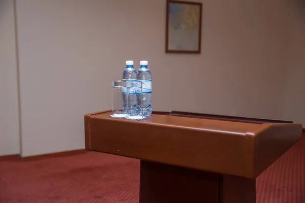 Wooden Speech Stand Conference Room Seminar Podium Wooden Podium Tribune — Stock Photo, Image