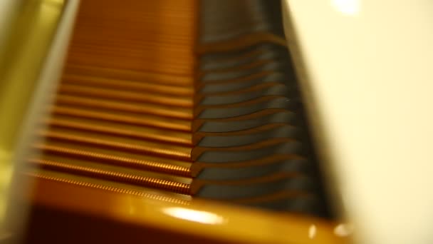 Música Tocando Desde Antiguo Piano Ruinas Martillos Cuerdas Piano Abandonadas — Vídeo de stock