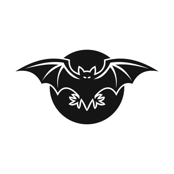 Ícone de morcego e lua, estilo simples — Vetor de Stock