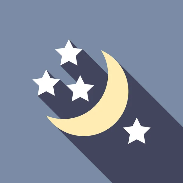 Icono de media luna y estrellas, estilo plano — Vector de stock