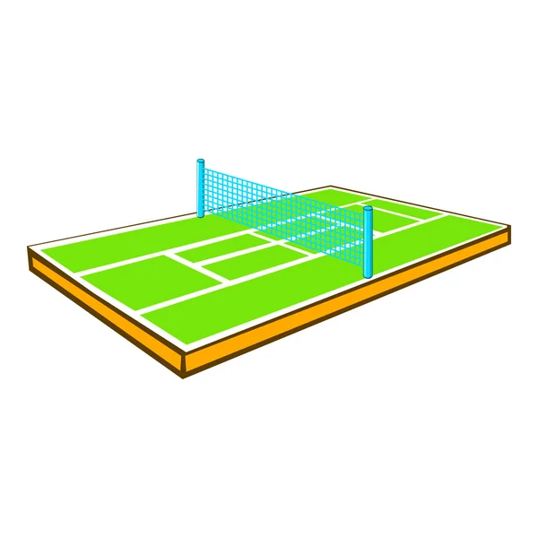 Icono de pista de tenis, estilo de dibujos animados — Vector de stock