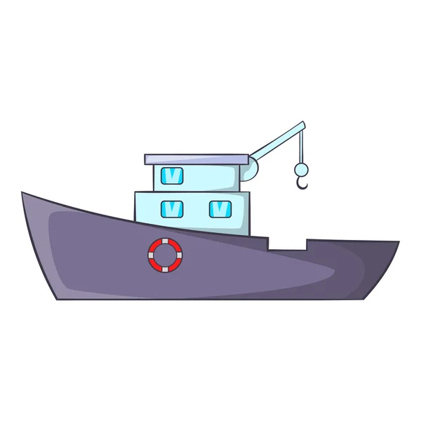 Barco para la captura de peces icono, estilo de dibujos animados — Vector de stock