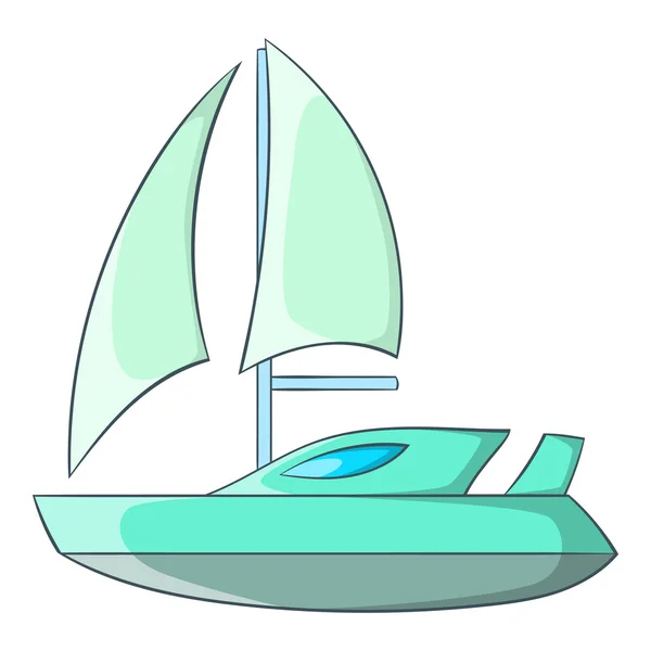 Bateau de vitesse avec icône de voile, style dessin animé — Image vectorielle