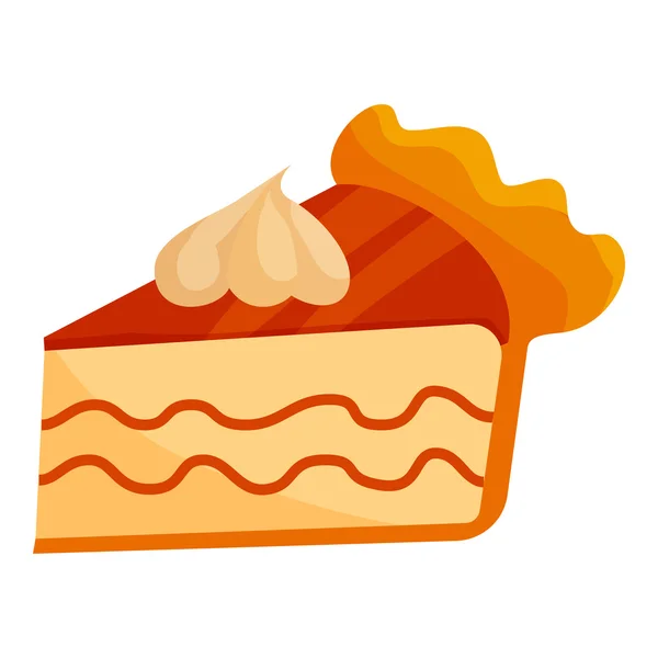 Pièce de gâteau avec icône crème, style dessin animé — Image vectorielle