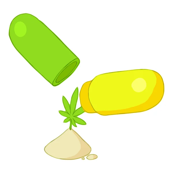 Pills of marijuana icon, cartoon style — Stock Vector