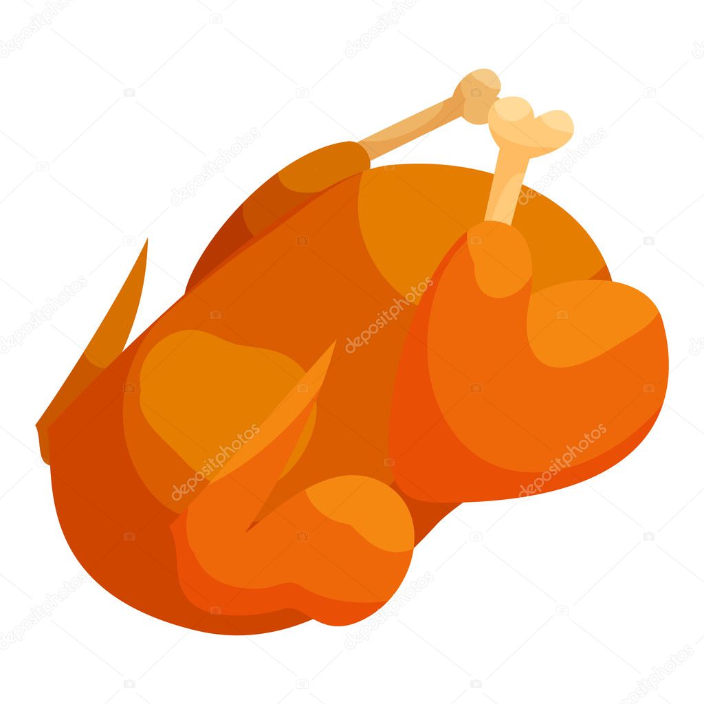 Fried chicken icon, cartoon style